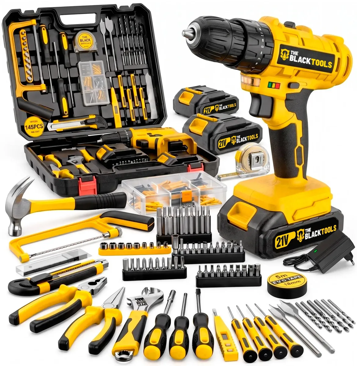 Kit completo TBKIT19 com furadeira, maleta, duas baterias e acessórios